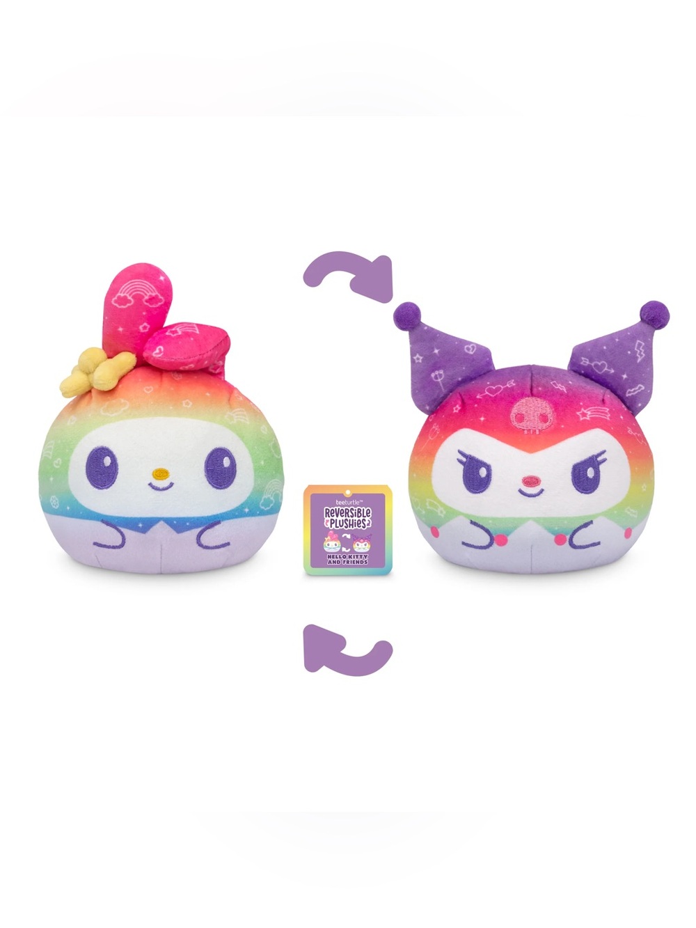 TeeTurtle 4-inch Rainbow reversible plushie